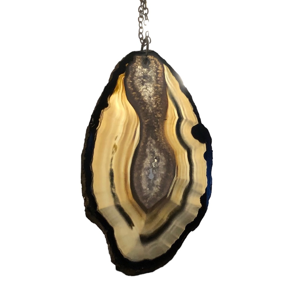 Natural Agate Slice Necklace Stone Pendant